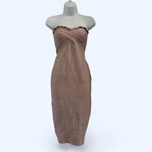 Pink tan strapless bandage dress